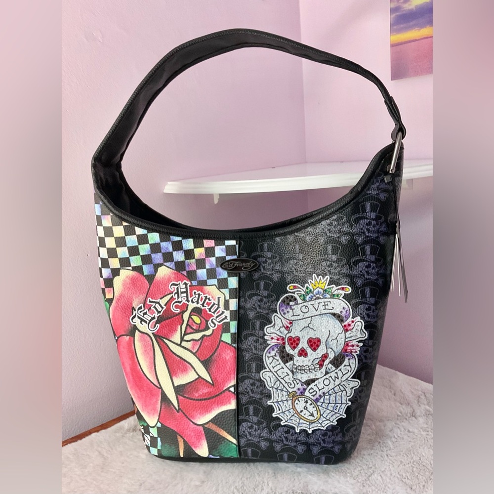 Ed Hardy hobo tote bag
